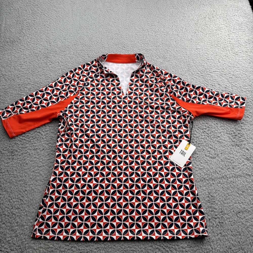 Tail Golf Shirt Khaira Marina Geo Womens Large V-Neck Geometric Activewear Top